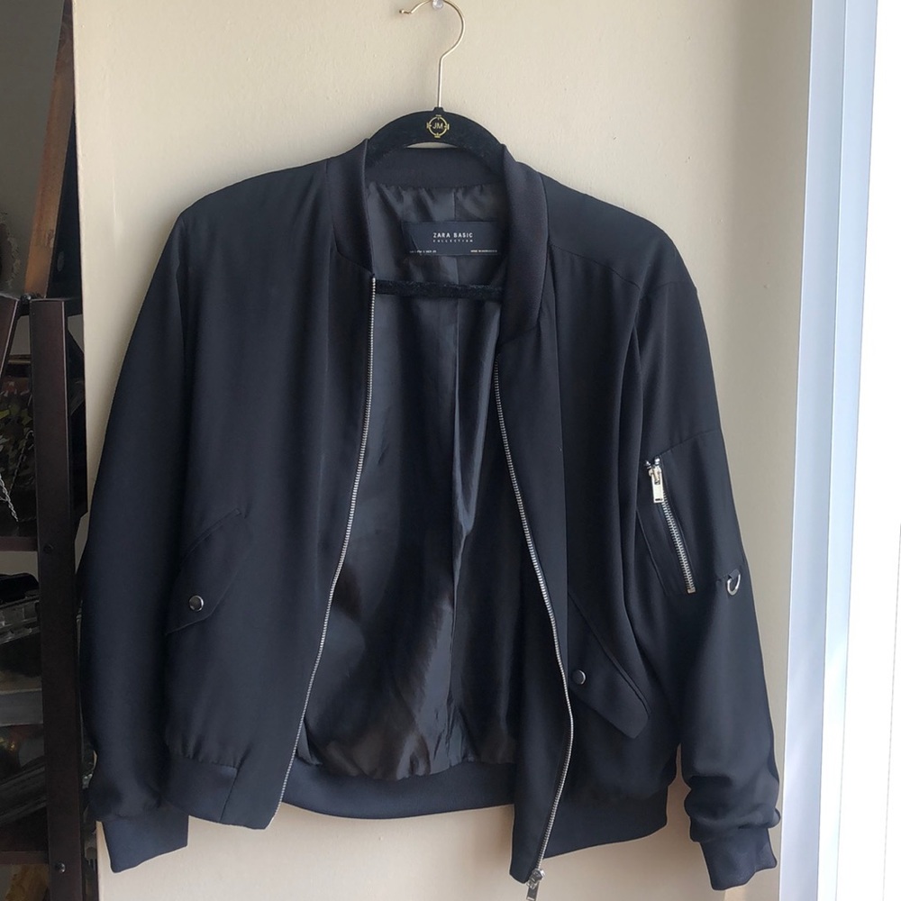 Zara Black Bomber Jacket
